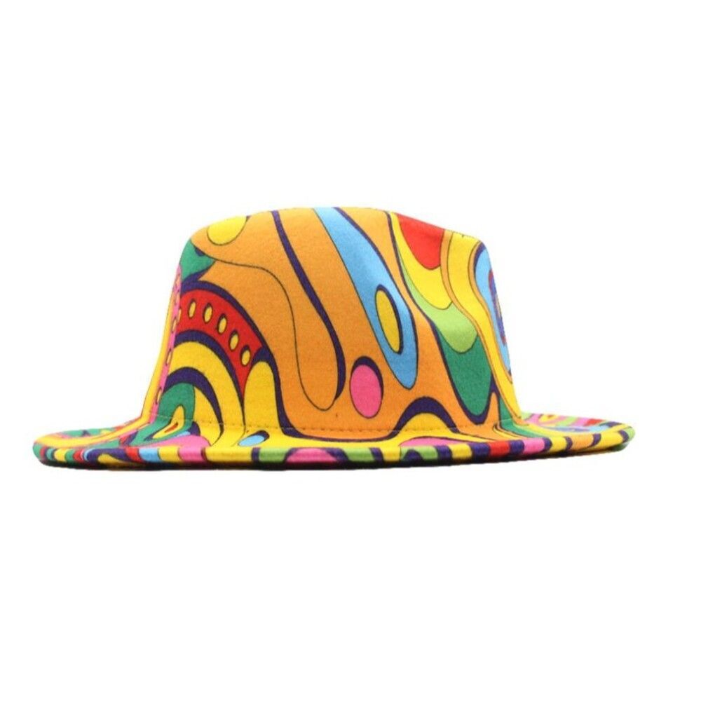 Women's Yellow Graffiti  Abstract Design Fedora Hat